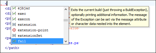 Content Completion in Ant Build Files