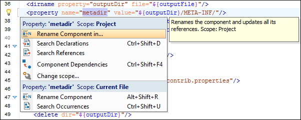 Quick Assist Support in Ant Build Files