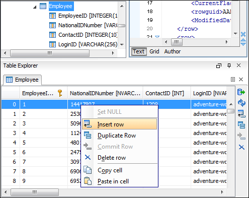 Table Explorer View