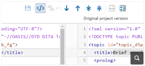 Diff Comparison in Source Mode for XML Files