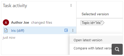 Open and Compare Versions Directly from the Task Activity Page