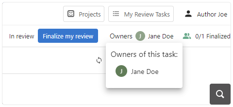 Task Owners Displayed in Upper Stripe