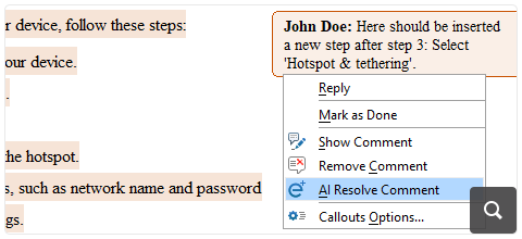 Resolve Comments from Contextual Menu