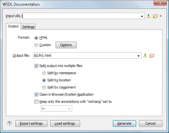 Options for WSDL Documentation